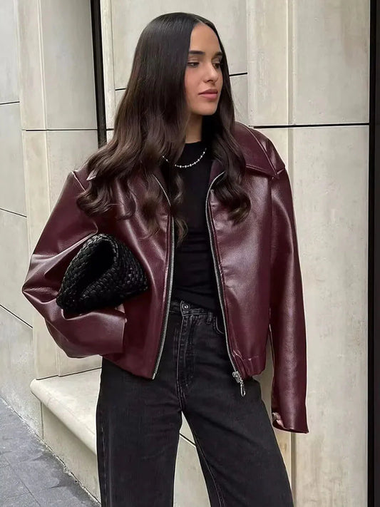 Merlot Luxe | Leather Jacket