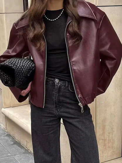 Merlot Luxe | Leather Jacket