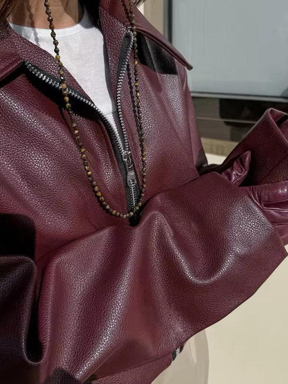 Merlot Luxe | Leather Jacket